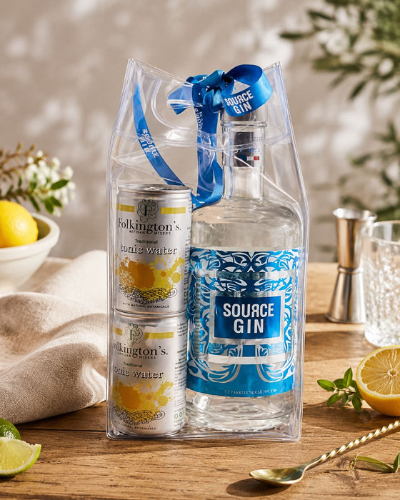 Source Gin gavepose m. 4 fl. Folkington's tonic